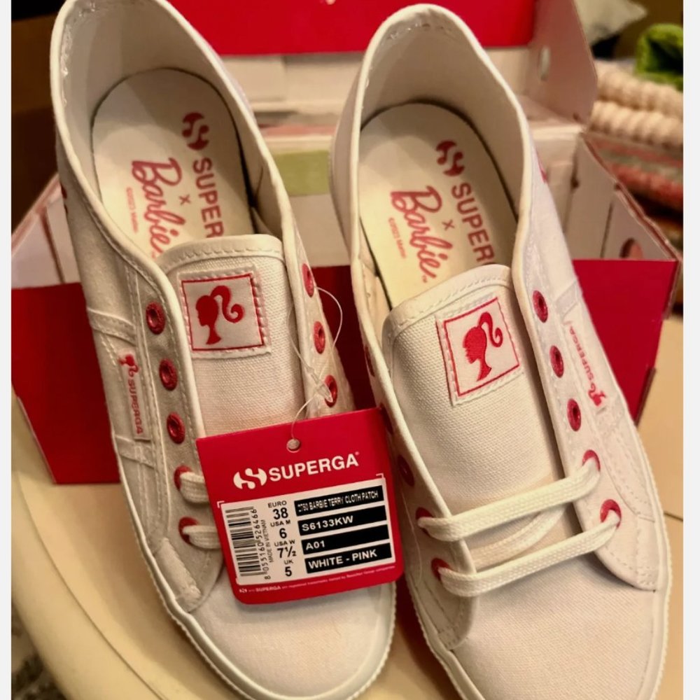 Superga X Barbie Movie 2750 Sneaker, Size 7.5US, White, Brand new, Canvas
